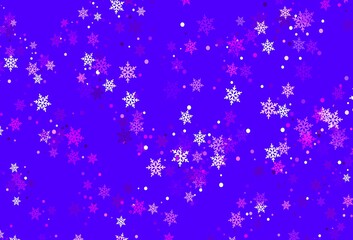 Light Purple, Pink vector background with xmas snowflakes.