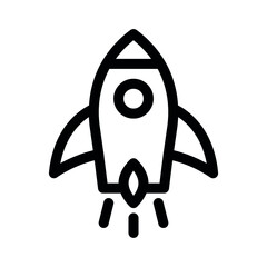 Rocket deployment with fire on white background