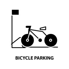 bicycle parking symbol icon, black vector sign with editable strokes, concept illustration