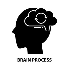 brain process icon, black vector sign with editable strokes, concept illustration