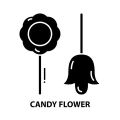 candy flower icon, black vector sign with editable strokes, concept illustration