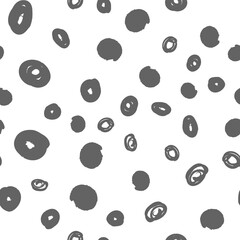 Doodle dots texture. Seamless pattern with ink brush circles. Abstract Hand drawn background for design and decoration textile, covers, package, wrapping paper.