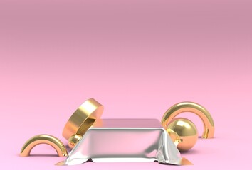 pink pastel product stand on background