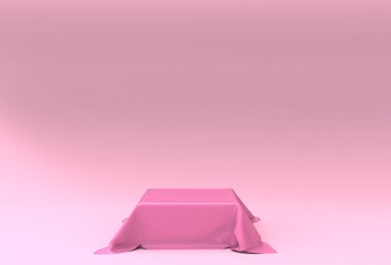 3D rendering empty stage mockup in pink background