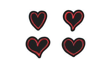 Heart doodles set. Hand drawn hearts collection. Valentine's day sketched design elements.