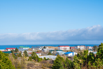 Fototapeta na wymiar View over village of Breiddalsvik in east Iceland