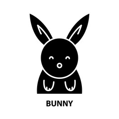 bunny icon, black vector sign with editable strokes, concept illustration