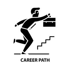 career path icon, black vector sign with editable strokes, concept illustration