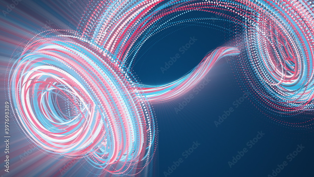 Poster spiral abstract element from particles, computer generated. 3d rendering vortex backdrop