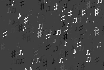 Light Silver, Gray vector template with musical symbols.