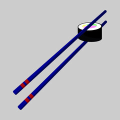 chopstick with sushi