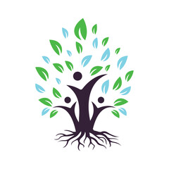 Family Tree And Roots Logo Design. Family Tree Symbol Icon Logo Design.