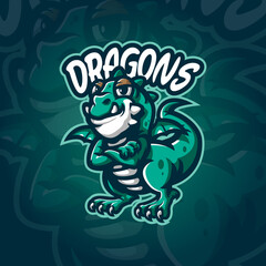 dragon logo design vector with concept style for badge, emblem and tshirt printing. dragon illustration.