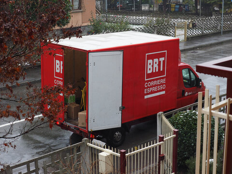 BOLOGNA - DEC 2020: BRT express courier truck