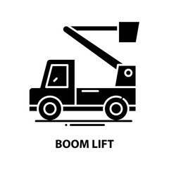 boom lift symbol icon, black vector sign with editable strokes, concept illustration © Nina