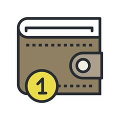 Wallet icon in flat design style. Money, expenses concept.