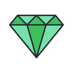 Diamond icon in flat design style. Vector illustration.