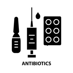 antibiotics icon, black vector sign with editable strokes, concept illustration