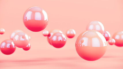 Pastel colour bubbles design. Abstract colorful background with 3d spheres. 3d rendering
