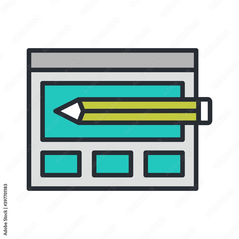 Wall mural flat design vector icon of graphic design. website ui design symbol.