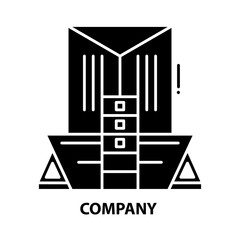 company icon, black vector sign with editable strokes, concept illustration