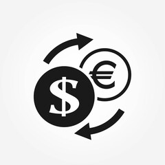 dollar to euro exchange icon. currency and money transfer symbol