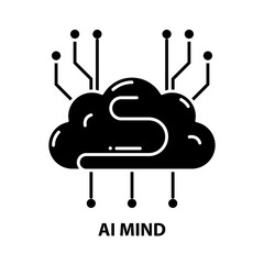 ai mind icon, black vector sign with editable strokes, concept illustration