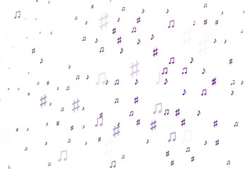 Fototapeta na wymiar Light Purple vector backdrop with music notes.