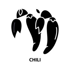 chili icon, black vector sign with editable strokes, concept illustration