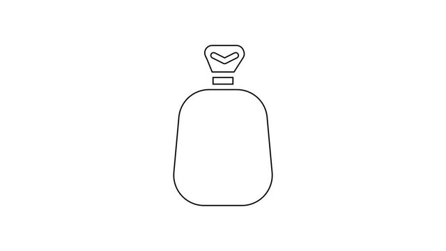 Black line Full sack icon isolated on white background. 4K Video motion graphic animation.