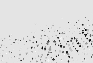 Light Silver, Gray vector texture with playing cards.