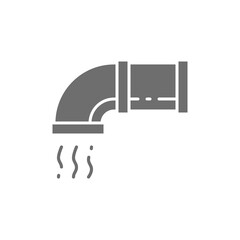 Ventilation drain pipe, pipe connector, air conditioning grey icon.