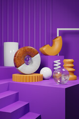 Abstract Wood Glass Concrete and Metal  in Black Background Image Rendering