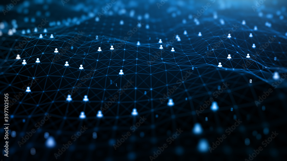 Poster connecting people icon on the internet. global network connection. technology digital data network a