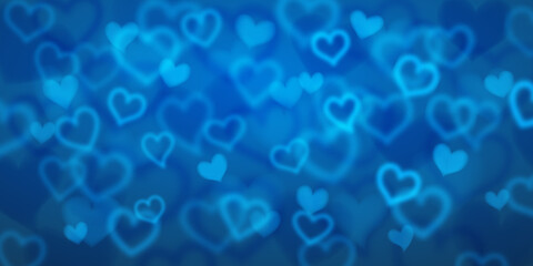 Background of blurry hearts in light blue colors. Valentine's day illustration