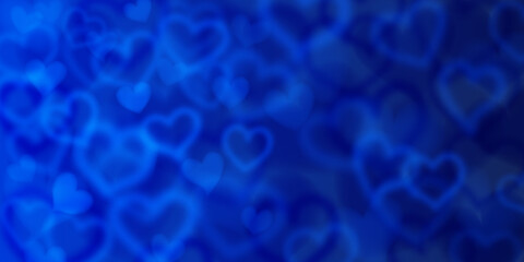 Background of blurry hearts in blue colors. Valentine's day illustration