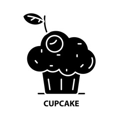 cupcake symbol icon, black vector sign with editable strokes, concept illustration
