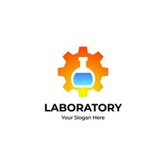 Flask logo for Laboratory, chemistry, chemical research laboratory, science, biotechnology logo design concepts.