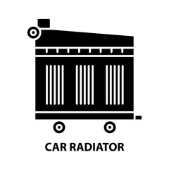 car radiator icon, black vector sign with editable strokes, concept illustration