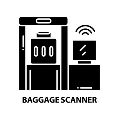 baggage scanner icon, black vector sign with editable strokes, concept illustration
