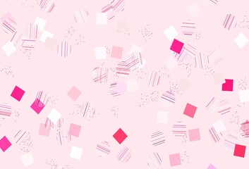 Light Red vector template with crystals, circles, squares.