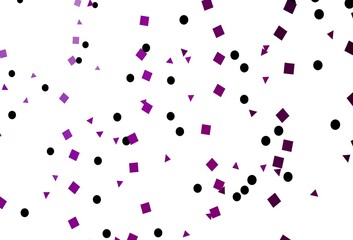 Light Purple vector template with crystals, circles, squares.