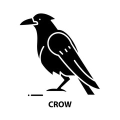 crow icon, black vector sign with editable strokes, concept illustration