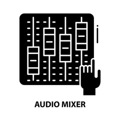 audio mixer icon, black vector sign with editable strokes, concept illustration