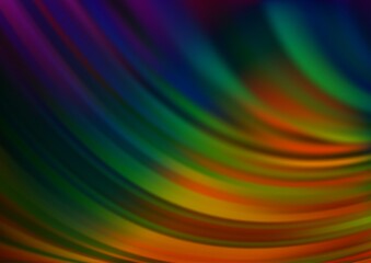 Dark Multicolor, Rainbow vector background with curved circles.