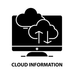 cloud information icon, black vector sign with editable strokes, concept illustration