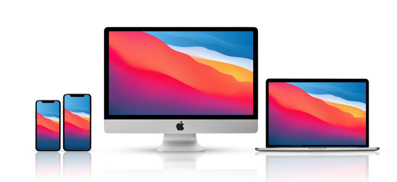 Collection Of MacOS Big Sur - Multiple Display On Macbook Pro M1, Iphone 12 Pro Max, I Pad Pro,December 7, 2020, Thailand, Bangkok