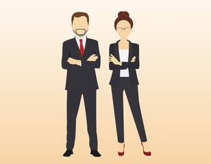 Vector of couple in company's business suit