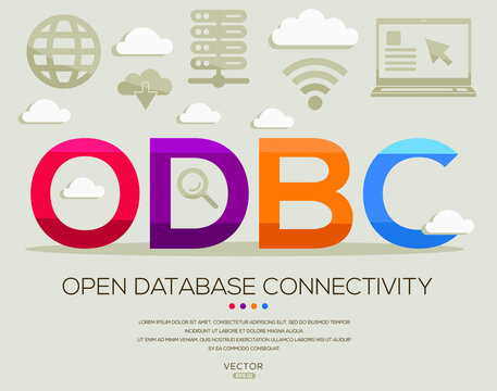 ODBC mean (Open Database Connectivity) Computer and Internet acronyms ,letters and icons ,Vector illustration.
