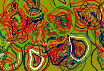 Light Multicolor vector background with curved lines.